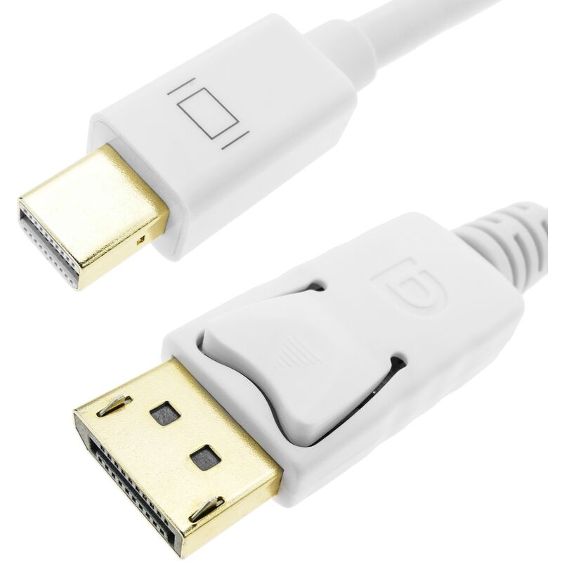 Image of Cavo adattatore con connettore maschio mini DisplayPort a connettore DisplayPort maschio 2K 4K 1080p FullHD 2m colore bianco - Cablemarkt