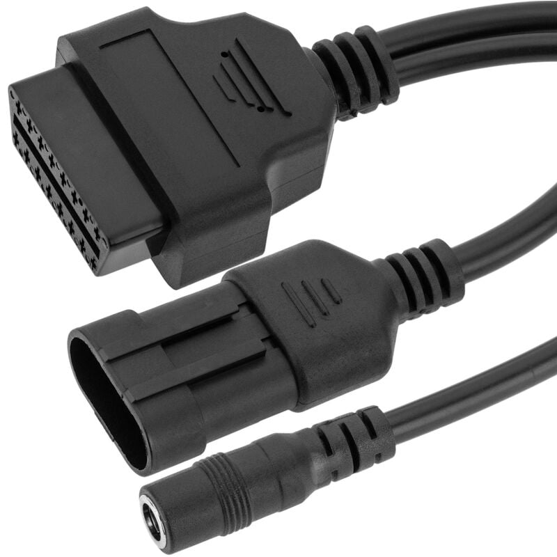 Image of Cablemarkt - Cavo adattatore OBD2 a 3 pin full pinout con connettore dc per auto compatibile con fiat
