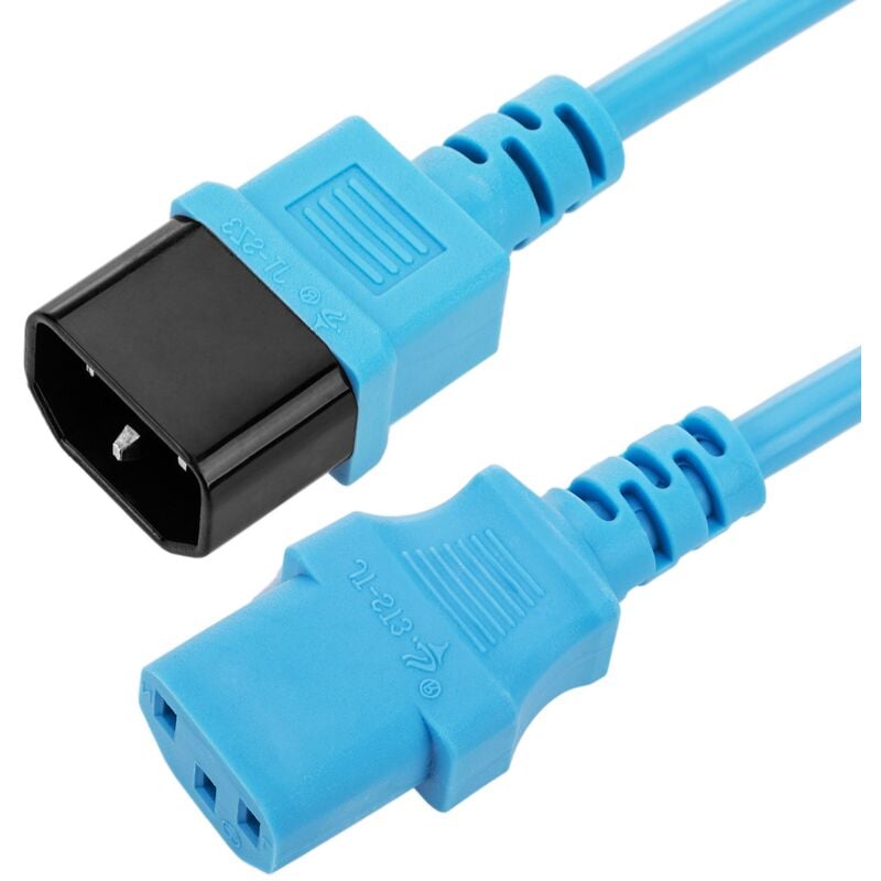Image of Cavo blu elettrico da alimentazione IEC60320 C13 a C14 3m - Cablemarkt
