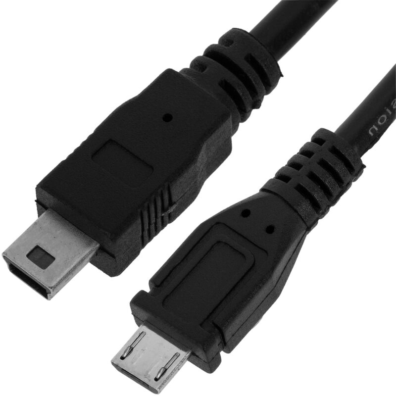 Image of Cablemarkt - Cavo con connettori da MiniUSB 5 pin tipo b maschio a MicroUSB tipo b maschio, colore nero da 1,8 m
