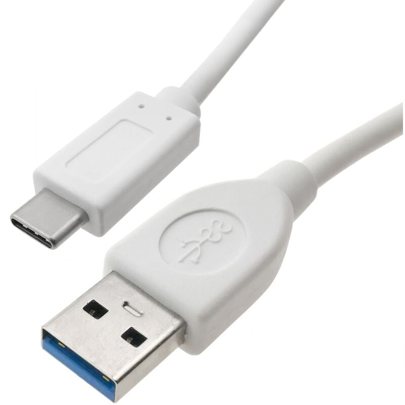 Image of Cablemarkt - Cavo con connettori da usb c maschio 3.0 a usb a maschio 3.0 in bianco 1 m