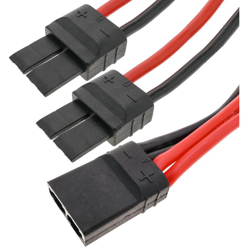 Image of Cablemarkt - Cavo con connettori traxxas femmina a 2 x traxxas maschio per batterie 8 cm