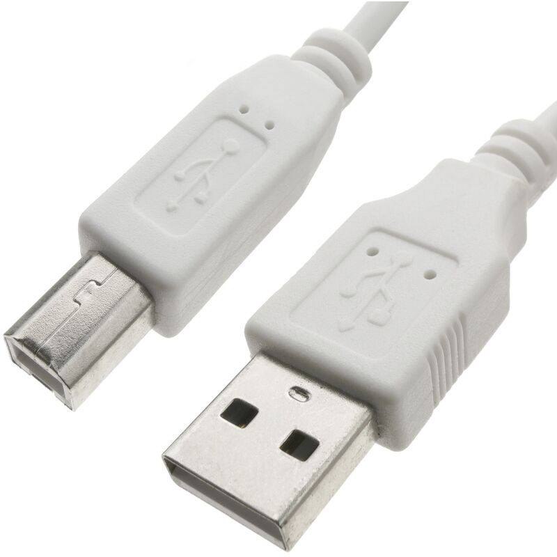 Image of Cablemarkt - Cavo con connettori usb a maschio 2.0 a usb b maschio 2.0 di colore bianco da 20 cm
