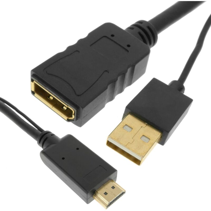 Image of Cablemarkt - Cavo convertitore da hdmi maschio a DisplayPort femmina 1080p Full hd 2K 4K in nero 15 cm
