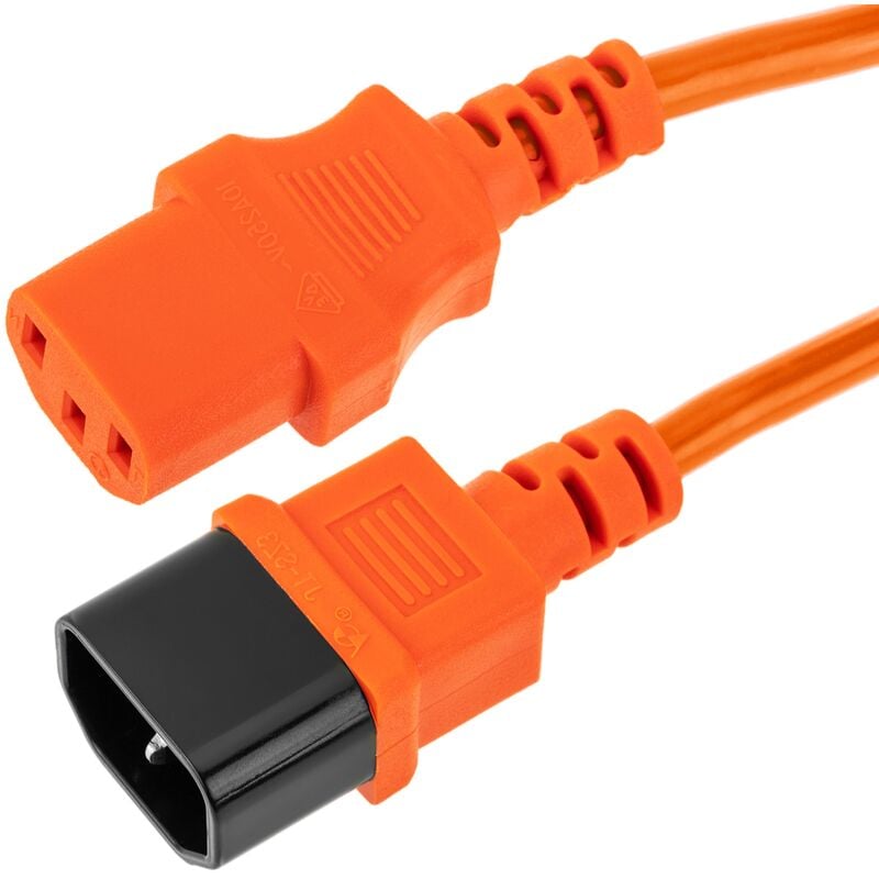 Image of CableMarkt - Cavo di alimentazione arancione IEC60320 Alimentatore da C13 a C14 3 m