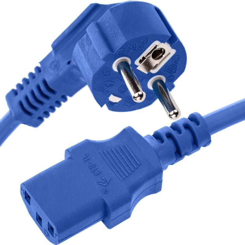 Image of Cavo di alimentazione blu da 1,8 m IEC60320 C13 a Schuko maschio angolato - Cablemarkt