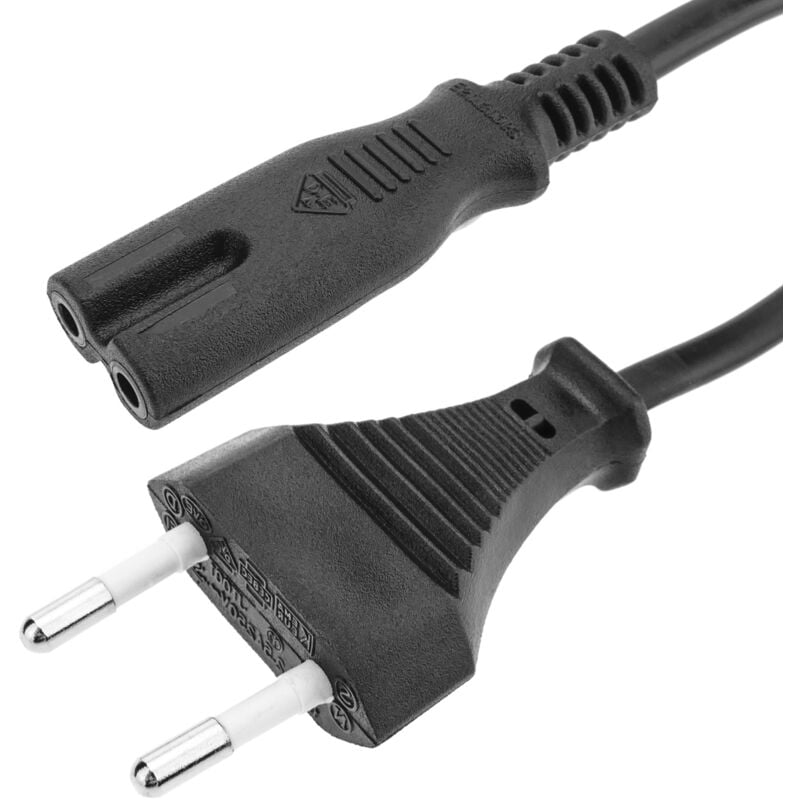 Image of Cablemarkt - Cavo di alimentazione con connettori tipo IEC-60320 da 1,8 m (C7 / Bipolar-M) da femmina a maschio