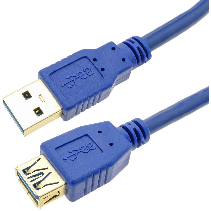 Image of Cablemarkt - Cavo di estensione dati Super usb 3.0 da tipo a maschio a tipo a femmina 3 m colore blu