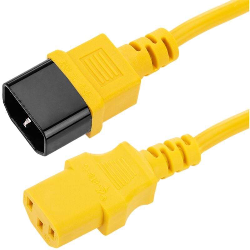 Image of Cavo elettrico giallo da alimentazione IEC60320 C13 a C14 3 m - Cablemarkt