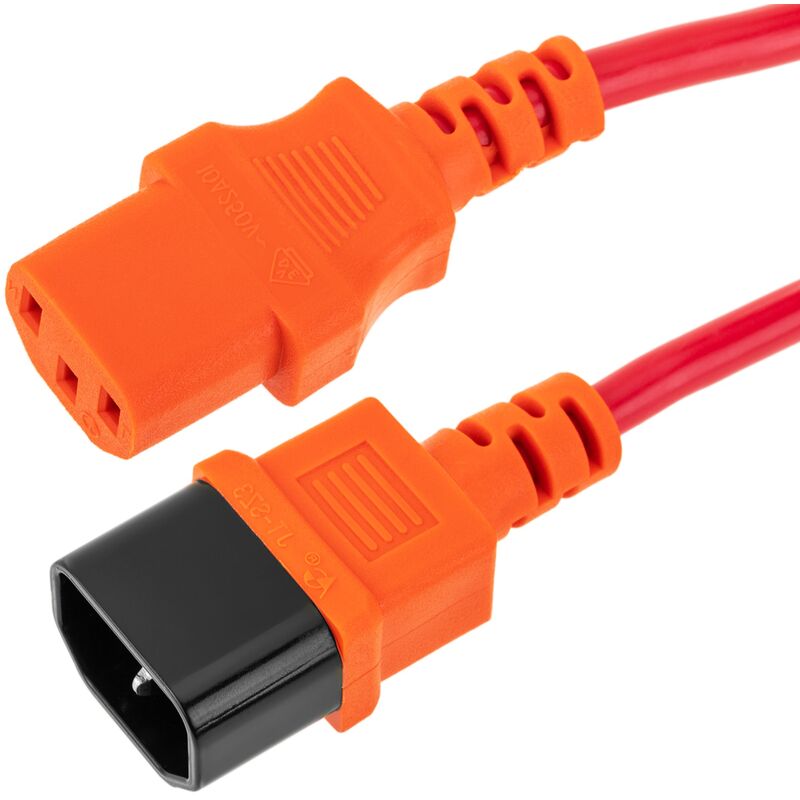 Image of Cavo elettrico rosso da alimentazione IEC60320 C13 a C14 5 m - Cablemarkt