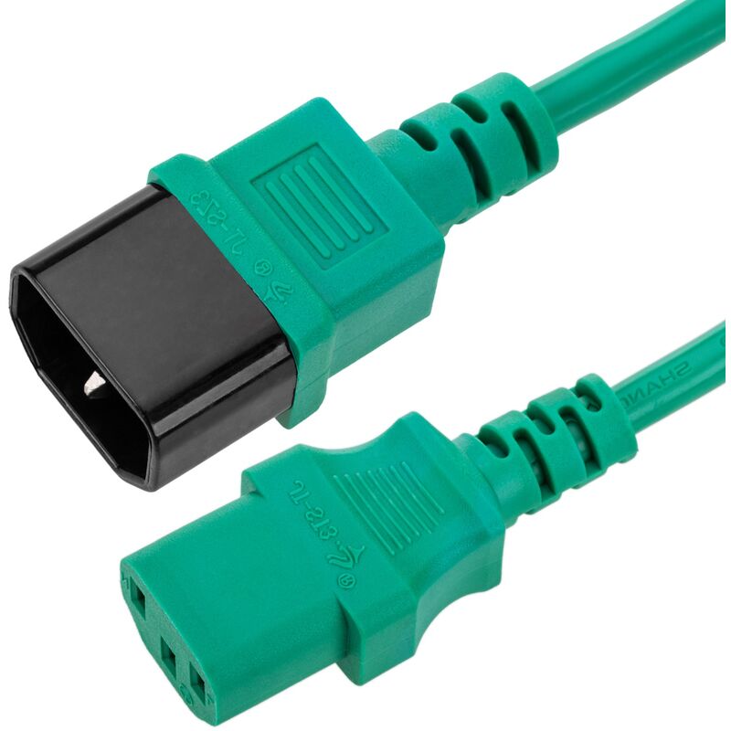 Image of Cavo elettrico verde da alimentazione IEC60320 C13 a C14 3m - Cablemarkt