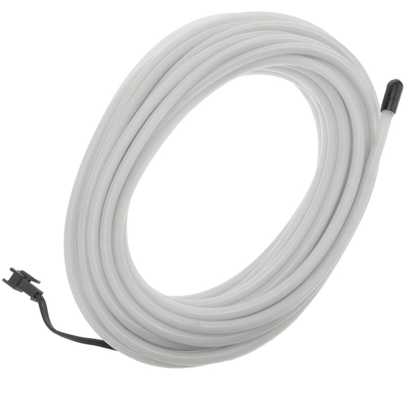 Image of Cablemarkt - Cavo elettroluminescente 5 millimetri 5m trasparente-bianco cavo a spirale con la batteria