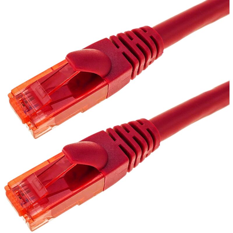 Image of Cablemarkt - Cavo Ethernet utp 24 awg con connettore RJ45 di Cat 6A di colore rosso di 10 m