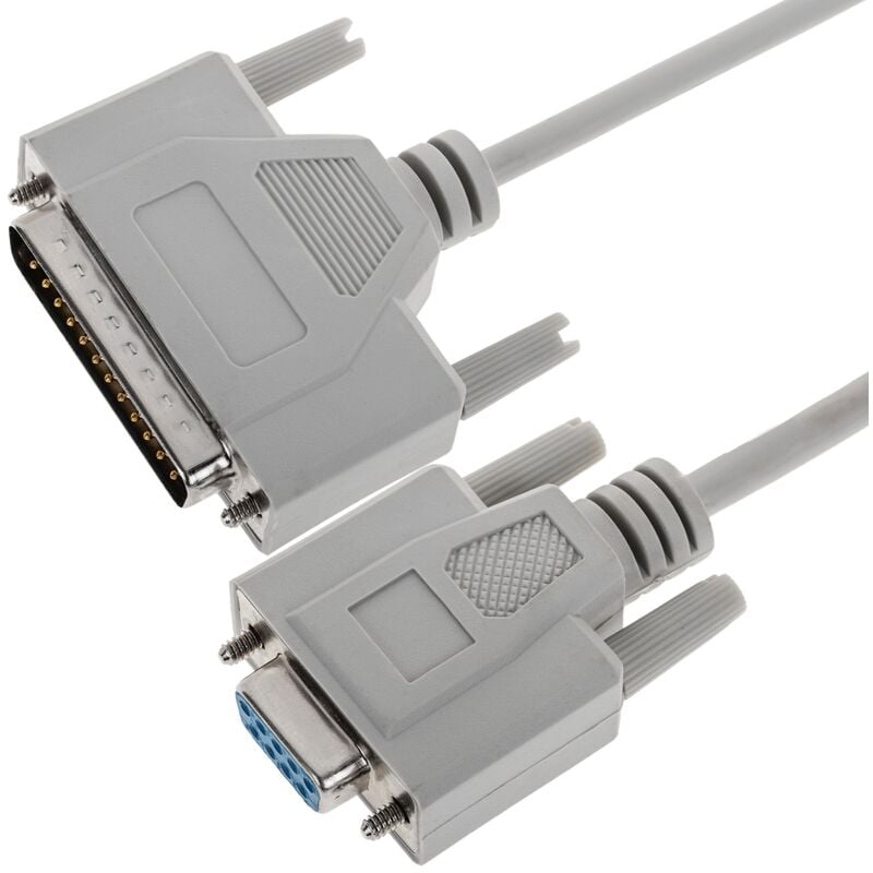 Image of Cablemarkt - Cavo null modem seriale con connettori DB9 femmina e DB25 maschio da 1 m