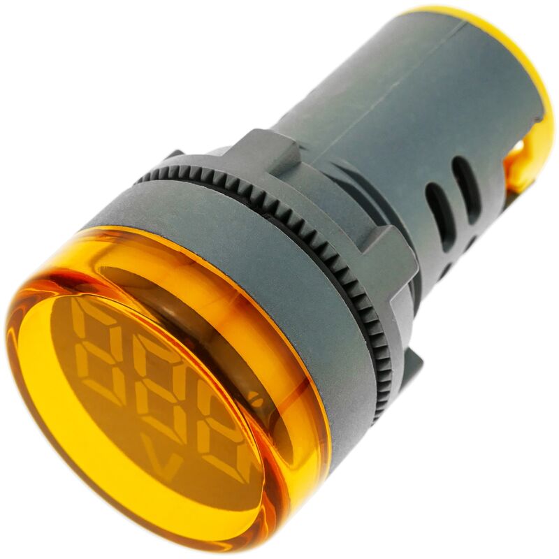 Image of Display lcd giallo a 3 cifre con voltmetro da 50 a 500 v tondo 22 mm - Cablemarkt