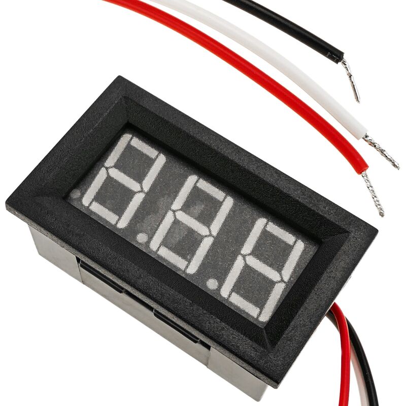 Image of Display lcd rosso a 3 cifre con voltmetro da 0 a 100 v e cornice incassata - Cablemarkt