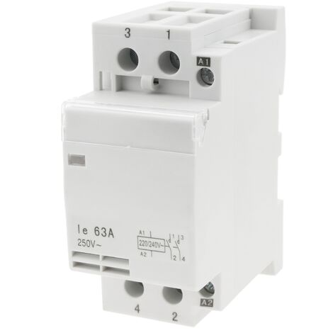 CableMarkt - Interruptor contactor modular con 2 polos NO 63A para uso residencial