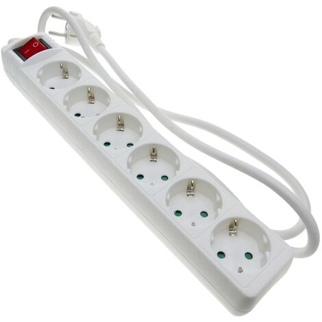 Regleta de 6 Enchufes + Interruptor Blanca (3 Metros) + Protección Infantil  • IluminaShop