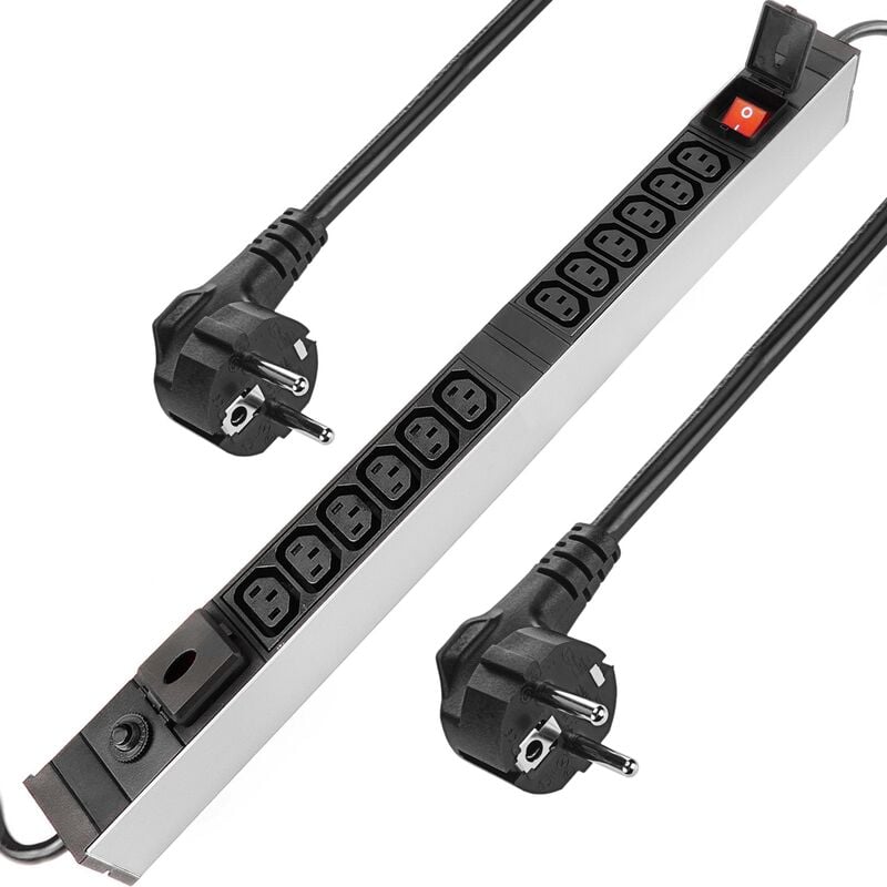 

Regleta de enchufes rack 19' de 12 C13 con interruptor y 2 cables de - Rackmatic