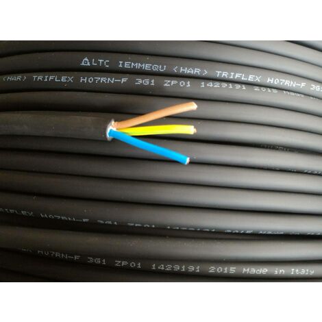 Cables au metre cable multipolaire en neoprene h07rn-f 3 conducteurs 1mmq avec jaune vert h07rnf-3gx1