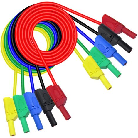 cables con conector banana, kit de cables de prueba electrónicos de 4 mm con conector banana, cable de silicona flexible para batería, cable de extensión de 14 AWG, juego de cables de prueba para mult