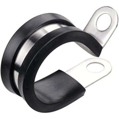 Cables de acero inoxidable 304 acolchados de caucho, abrazaderas, clips metálicos. Ideal para instalación de tubos blandos, tubos de acero o cables. (paquete de 100) (1/5,1 cm)