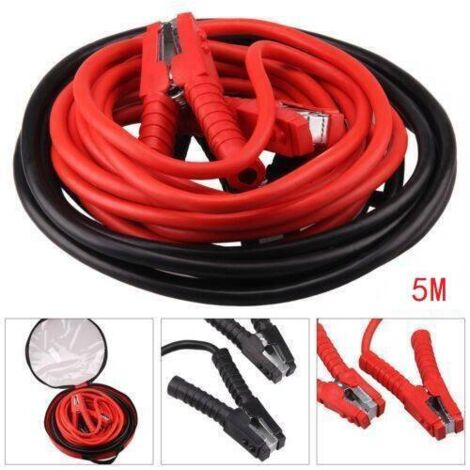 Cables de arranque para coche (2 x 5 m, 3000 A, con pinzas de cocodrilo) para coches, camiones, furgonetas y diésel de 12 V y 24 V.