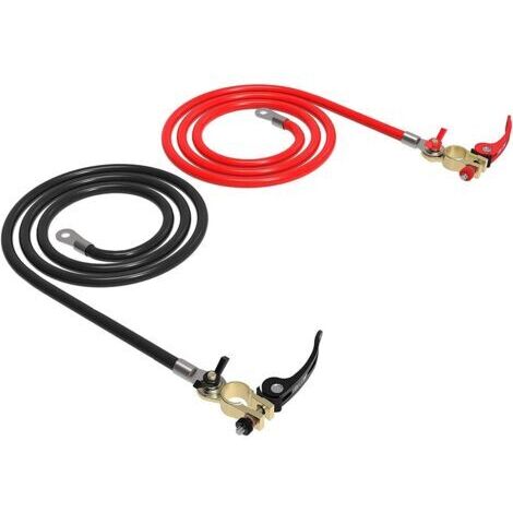 Câbles de batterie 25mm2 – Lot de 2 câbles 1.5m en cuivre pur – Connexion rapide avec bornes et connecteurs inclus