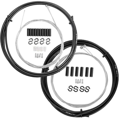 Câbles de Frein et Dérailleur Universel pour Vélo, Câble de Vitesse Frein Fil Avant Arrière Bicyclette, Noir, PVC + Acier inoxydable, Kit, 1 Ensemble