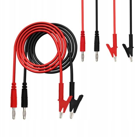 Cables de prueba para multímetro/fuente de alimentación de laboratorio - pinzas de cocodrilo 1500V 15A 100cm (2 piezas - negro y rojo)