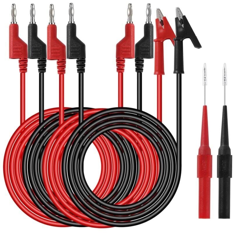 SNQ - Câbles de Test de Multimètre avec Sondes de Multimètre Pince Crocodile Fiche Banane 4mm pour Multimetre Professionnel Testeur Electrique Noir