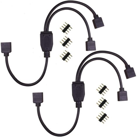cables divisores de tira LED de 4 pines (1 a 2), conector de 4 pines para tiras LED CCT COB RGB, conector de esquina para tiras LED, cable de conexión para tiras LED