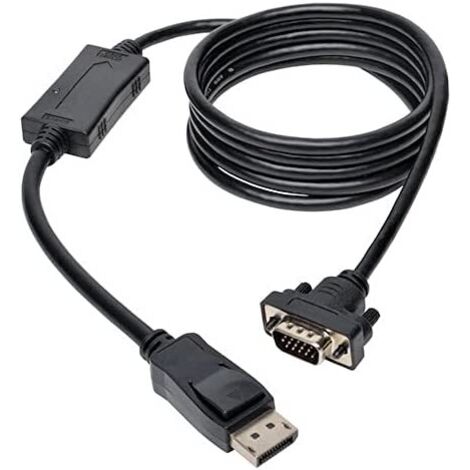 Câbles et adaptateurs audio vidéo EATON TRIPPLITE DisplayPort 1.2 to VGA Active Adapter Cable DP with Latches to HD15 M/M 6ft. 1.8m
