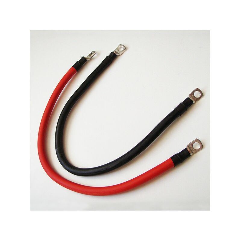Câbles Paire Batteries Rouge Noir 50mm2 avec Oeillets M10 sur Côtés l 50 cm