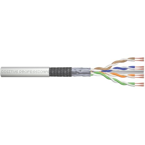 Câbles réseau et DAC DIGITUS CAT 6 SF-UTP patch cable raw length 100 m paper box AWG 26/7 LSZH simplex color grey