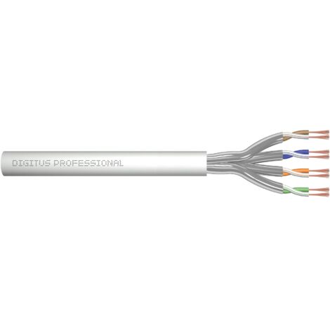 Câbles réseau et DAC DIGITUS CAT 6A U-FTP patch cable raw length 100 m paper box AWG 27/7 LSZH simplex color grey