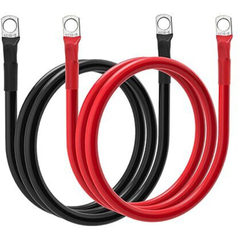 Câbles Rouge/Noir pour Batterie - Longueur 1500mm - Connectique Fiable - Installation Facile