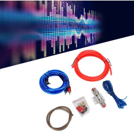 Cables Subwoofer Coche, Kit de Câble D'amplificateur Audio de Puissance de Voiture en Alliage de Zinc 10GA pour Haut-Parleur Voiture