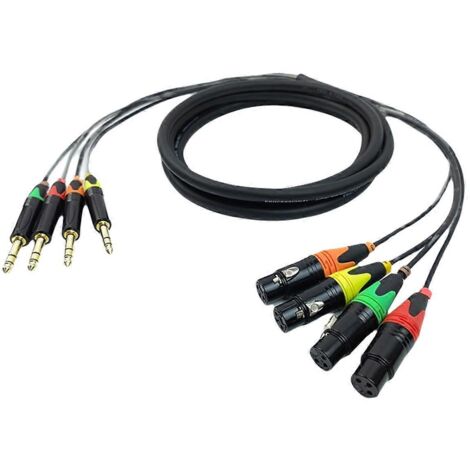 Câbles TRS vers XLR 4 canaux, prise jack 6,35 mm, 90 cm