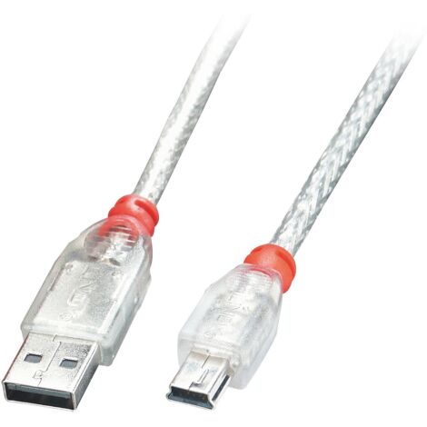 Câbles - USB & Thunderbolt LINDY USB 2.0 Cable A/mini-B 1m USB High Speed Transparent