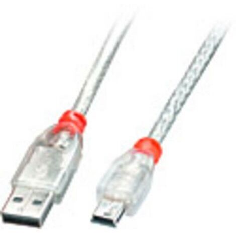 Câbles - USB & Thunderbolt LINDY USB 2.0 Cable A/Mini-B 5m USB High Speed Transparent