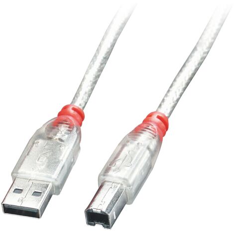Câbles - USB & Thunderbolt LINDY USB 2.0 Cable Type A/B Transparent 2m Typ A/B M/M High/Full/LowSpeed