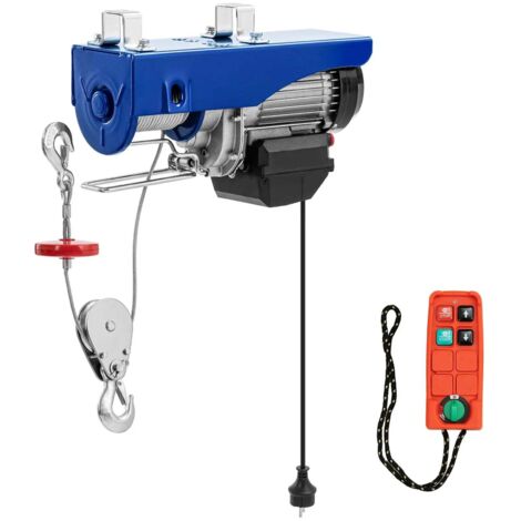 Cabrestante eléctrico 1350 vatios 800 kg 12 m con mando a distancia aluminio acero azul 140010147