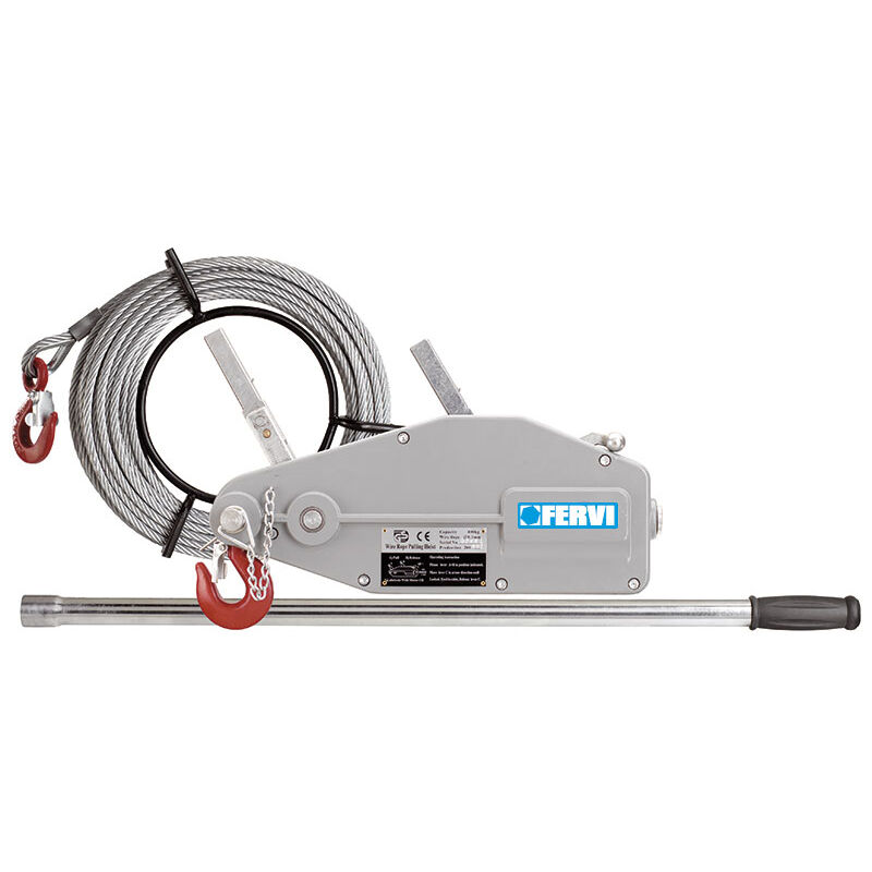 

CABRESTANTE MANUAL CON CABLE DE ACERO ARRASTRE Y ELEVACIÓN 1600 KG 0791/16 - Fervi