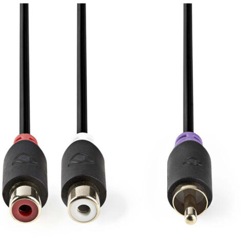 CABW24010AT02 Câble subwoofer RCA Mâle 2x RCA Femelle Plaqué or 0.20 m Rond 4.0 mm Anthracite Boîte