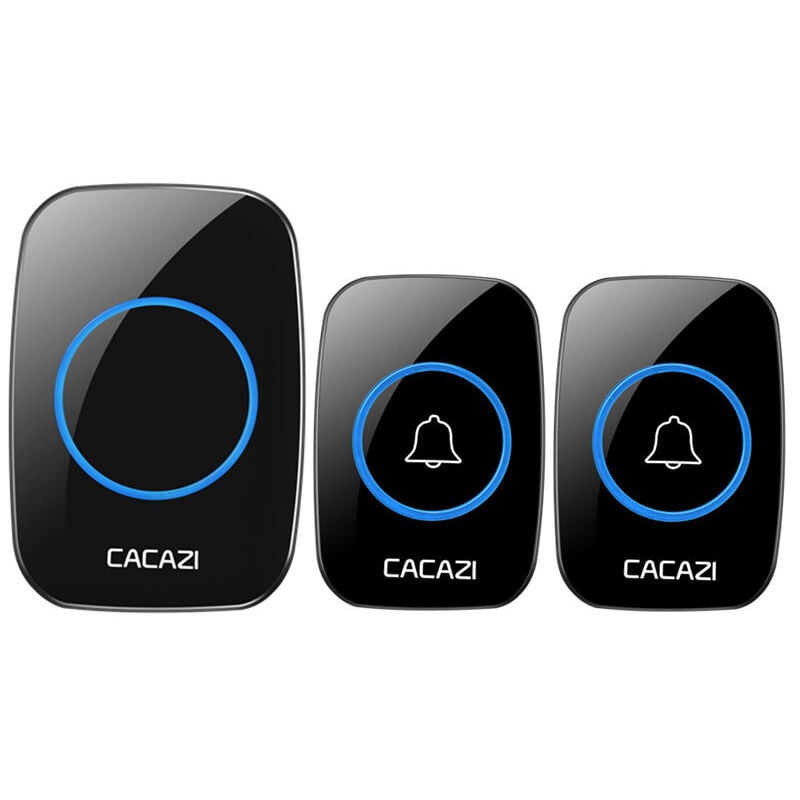 Coocheer - CACAZI-sonnette sans fil, 60 carillons, 5 boutons étanches, 300M, télécommande, lumière Led, maison, sonnette intelligente,EU prise