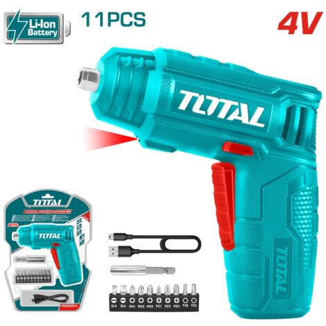Cacciavite a batteria 4V con 10 punte da 25mm e supporto