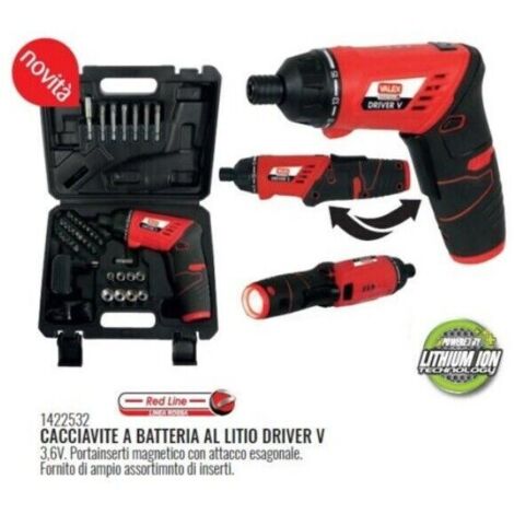 Cacciavite a batteria al litio driver v reversibile con torcia 3,6v valex1422532