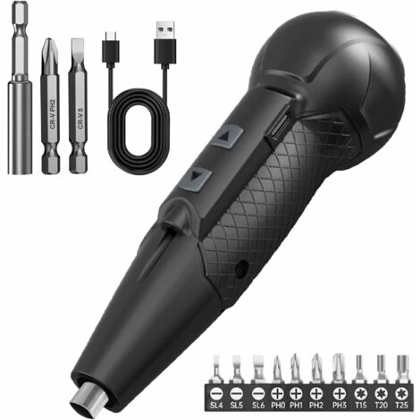 Cacciavite elettrico a batteria, set di utensili elettrici ricaricabili, kit di riparazione magnetico portatile con luce LED e cavo di tipo C
