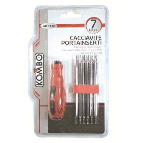 Cacciavite Portainserti 7pz Varie Misure con Manico in ABS Antiscivolo Ergonomico
